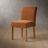 Chunky Fabric Dining Chair - Oak - Rust Wave - 1
