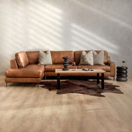 Demo - Tulbagh Leather Corner Couch with XL Daybed Left - Butterscotch