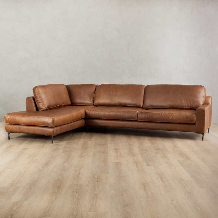 Tulbagh Leather Corner Couch with XL Daybed Left - Butterscotch - 3