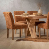 Chunky Fabric Dining Chair - Oak - Rust Wave - 2