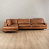 Tulbagh Leather Corner Couch with XL Daybed Left - Butterscotch - 1