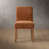 Chunky Fabric Dining Chair - Oak - Rust Wave - 3
