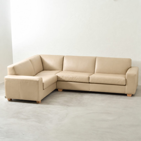 Demo - Karoo Leather Corner Couch - Left - Cream