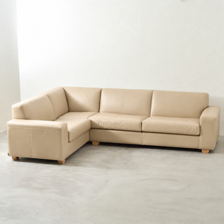 Demo - Karoo Leather Corner Couch - Left - Cream 1
