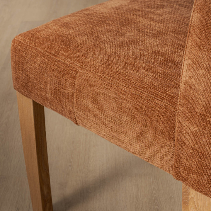 Chunky Fabric Dining Chair - Oak - Rust Wave - 7