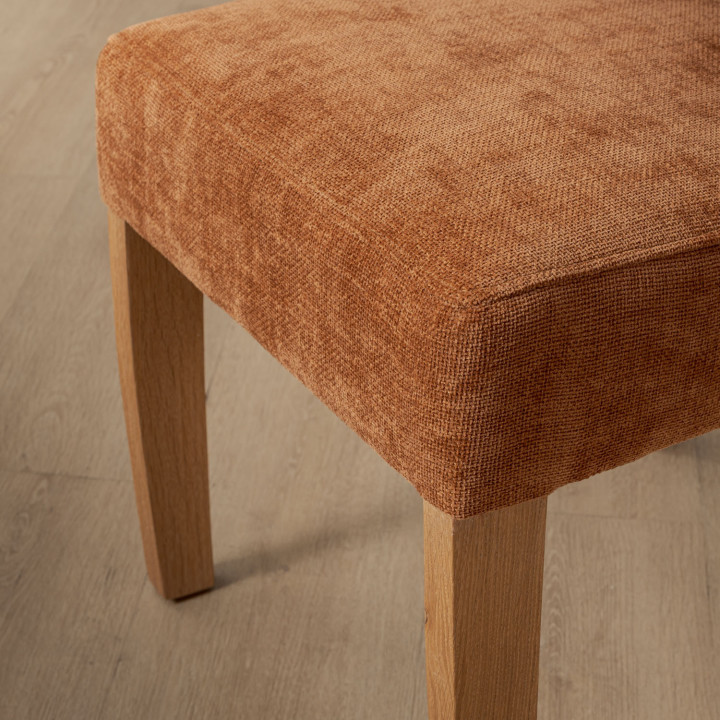 Chunky Fabric Dining Chair - Oak - Rust Wave - 9