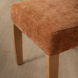 Chunky Fabric Dining Chair - Oak - Rust Wave - 9
