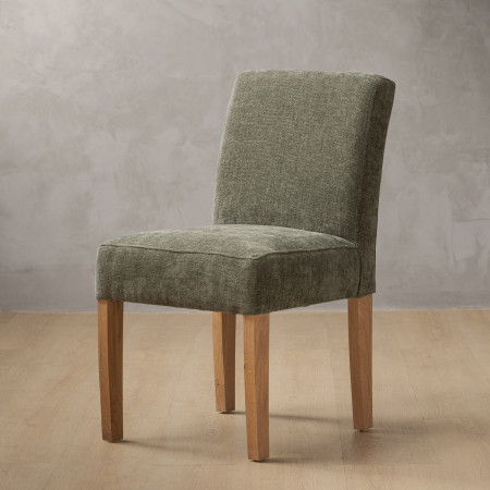 Chunky Fabric Dining Chair - Oak - Thyme Wave
