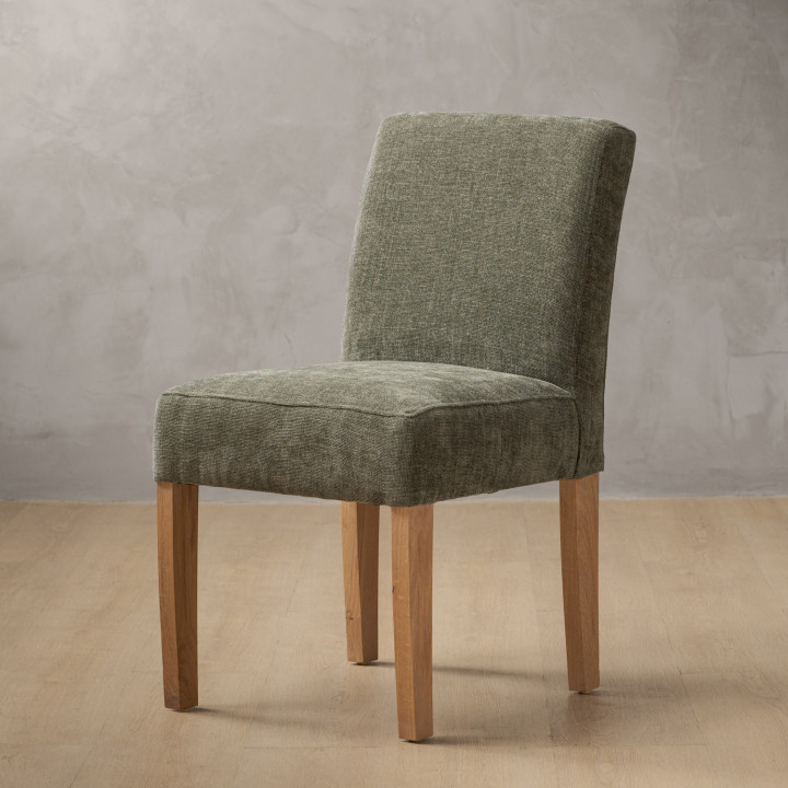 Chunky Fabric Dining Chair - Oak - Thyme Wave - 1