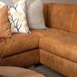 Karoo Leather Corner Couch Right - Caramel - 3