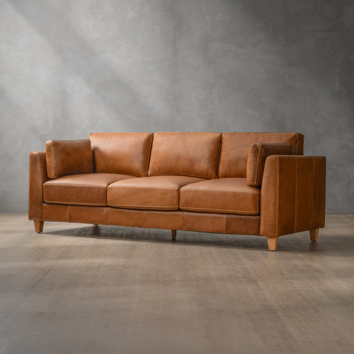 Sutherland 3 Seater Leather Couch - Cinnamon 4