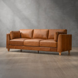 Sutherland 3 Seater Leather Couch - Cinnamon 4