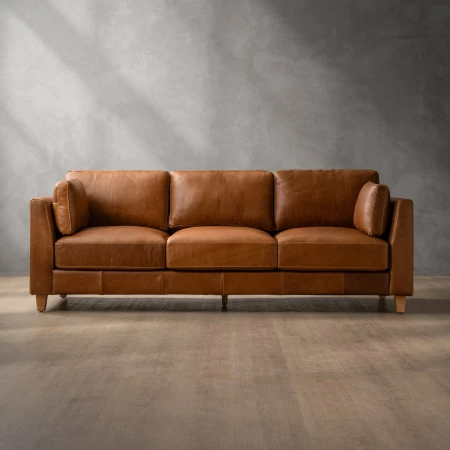 Sutherland 3 Seater Leather Couch - Cinnamon 8