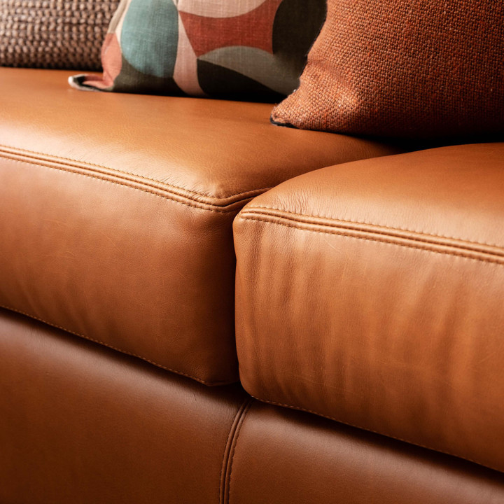 Karoo Leather Corner Couch with Daybed Right - Ginger 6