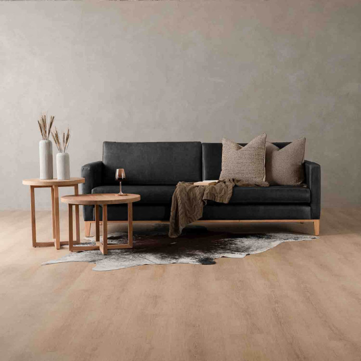 Cape Town 2-Seater Leather Couch - Black - 2