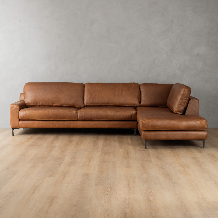Tulbagh Leather Corner Couch with XL Daybed Right - Butterscotch 9