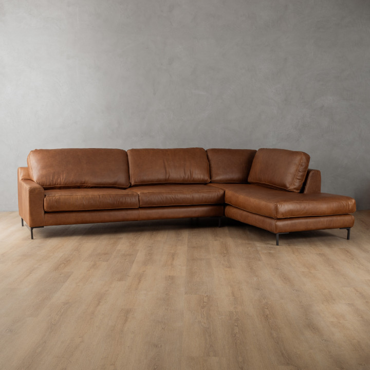 Tulbagh Leather Corner Couch with XL Daybed Right - Butterscotch 10