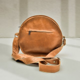 Pocketbook Round Leather Crossbody Bag - Ginger - 1