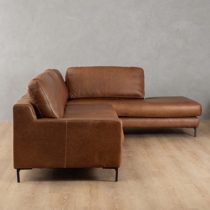 Tulbagh Leather Corner Couch with XL Daybed Right - Butterscotch 12
