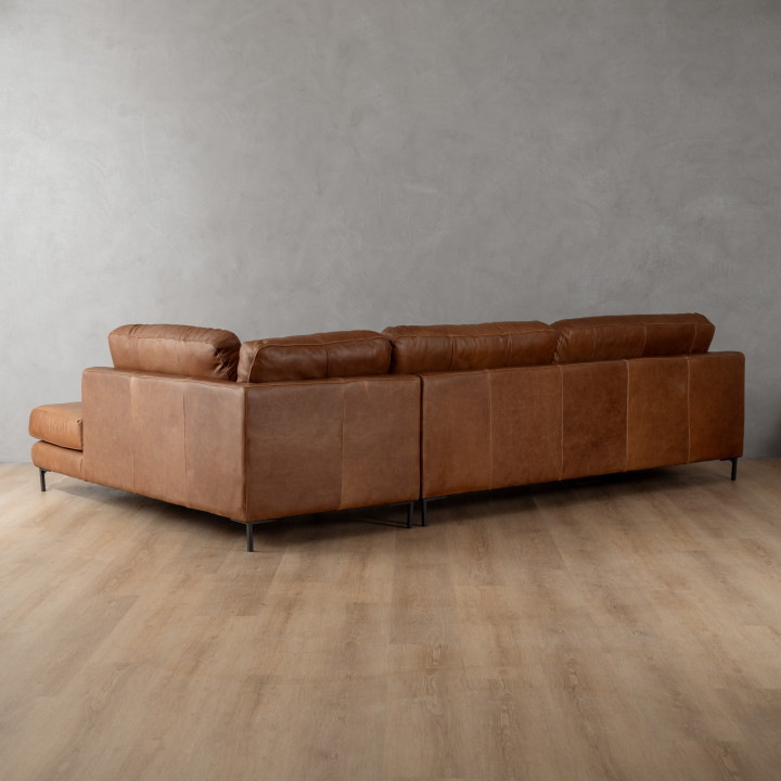 Tulbagh Leather Corner Couch with XL Daybed Right - Butterscotch 13