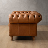 Chesterfield 3 Seater Leather Couch - Butterscotch 5