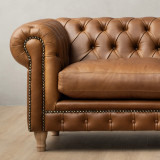Chesterfield 3 Seater Leather Couch - Butterscotch 6
