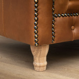 Chesterfield 3 Seater Leather Couch - Butterscotch 9