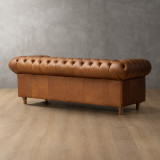 Chesterfield 3 Seater Leather Couch - Butterscotch 10