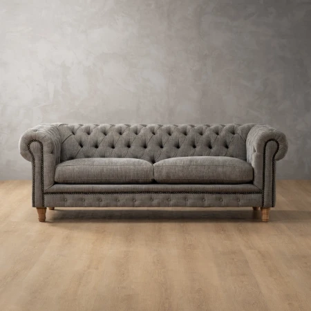 Chesterfield 3 Seater Couch - Forest Ash 1