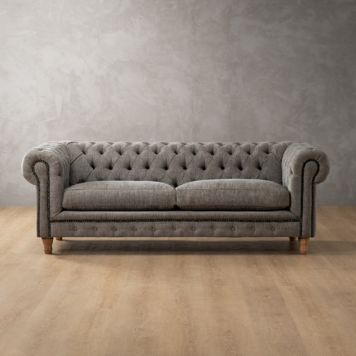 Chesterfield 3 Seater Couch - Forest Ash 1