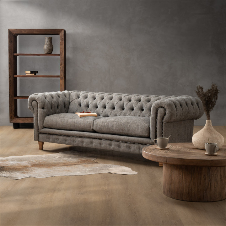 Chesterfield 3 Seater Couch - Forest Ash 11