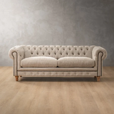 Chesterfield 3 Seater Couch - Dusted Taupe 1