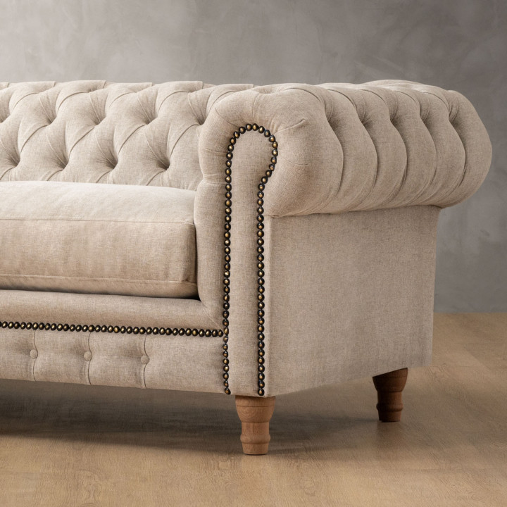 Chesterfield 3 Seater Couch - Dusted Taupe 7