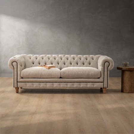 Chesterfield 3 Seater Couch - Dusted Taupe