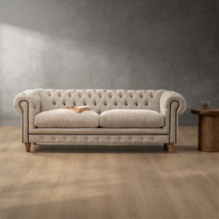 Chesterfield 3 Seater Couch - Dusted Taupe 9