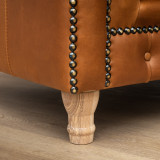 Chesterfield 3 Seater Leather Couch - Ginger 8