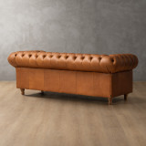 Chesterfield 3 Seater Leather Couch - Ginger 9