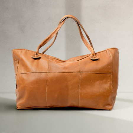 Sierra Oversized Leather Tote Bag - Ginger