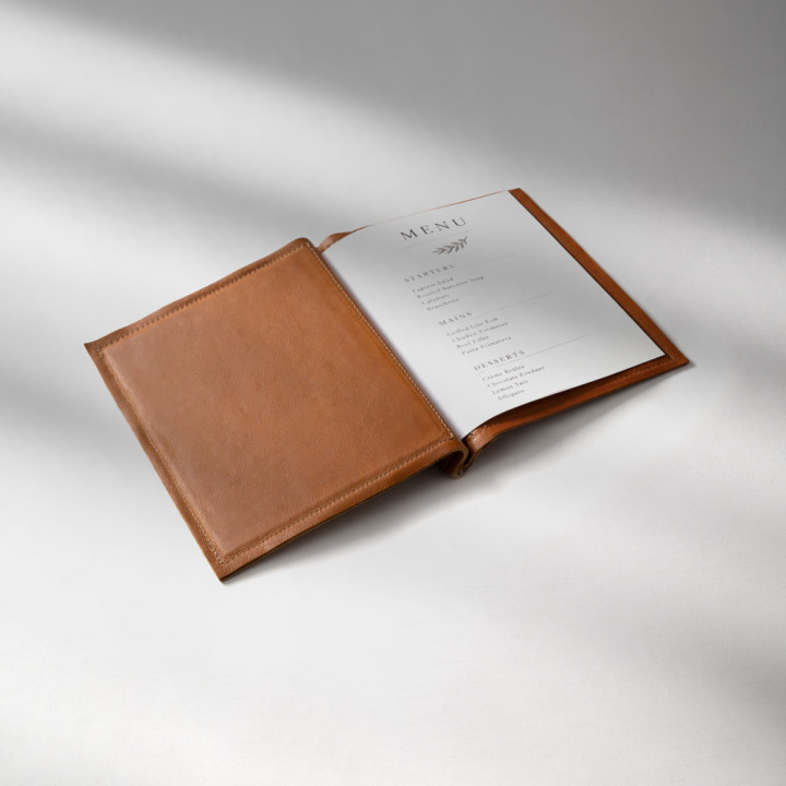 Leather Menu Cover - Ginger - A5 3