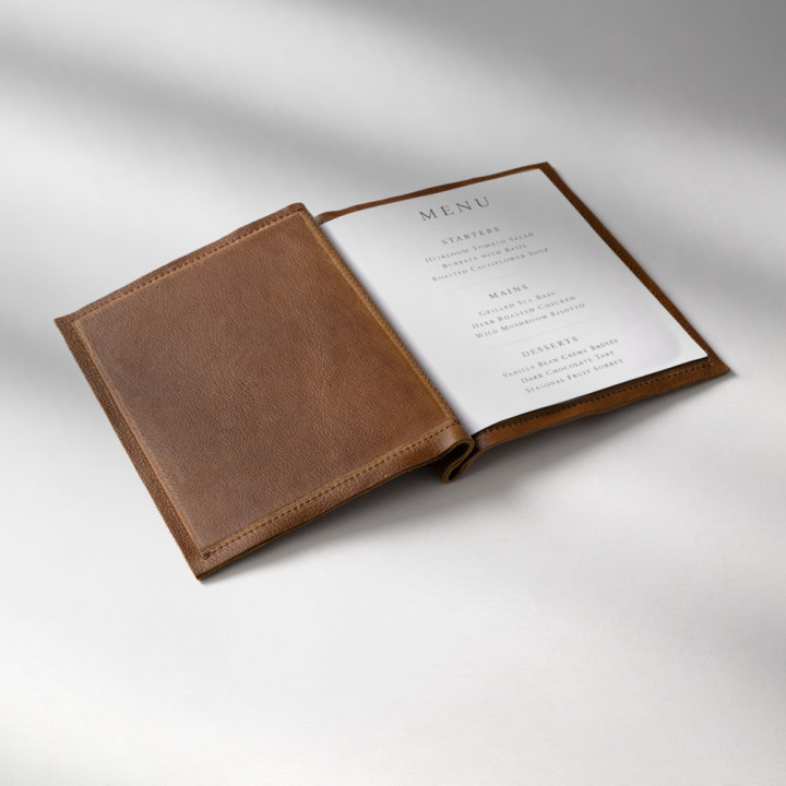 Leather Menu Cover - Butterscotch - A5 4