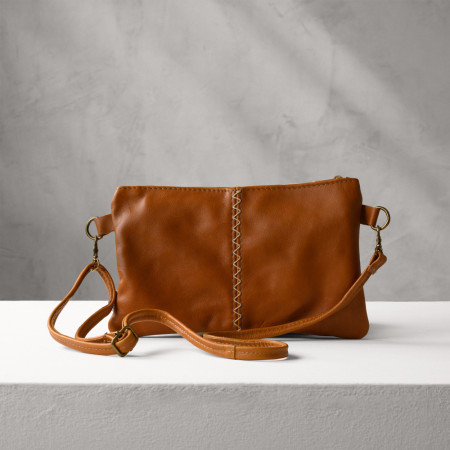 Essence Leather Clutch Crossbody Bag - Ginger