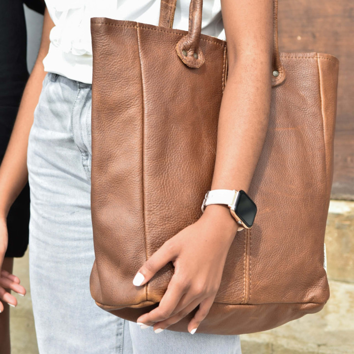 Lunah Classic Leather Tote Bag - Butterscotch - 2