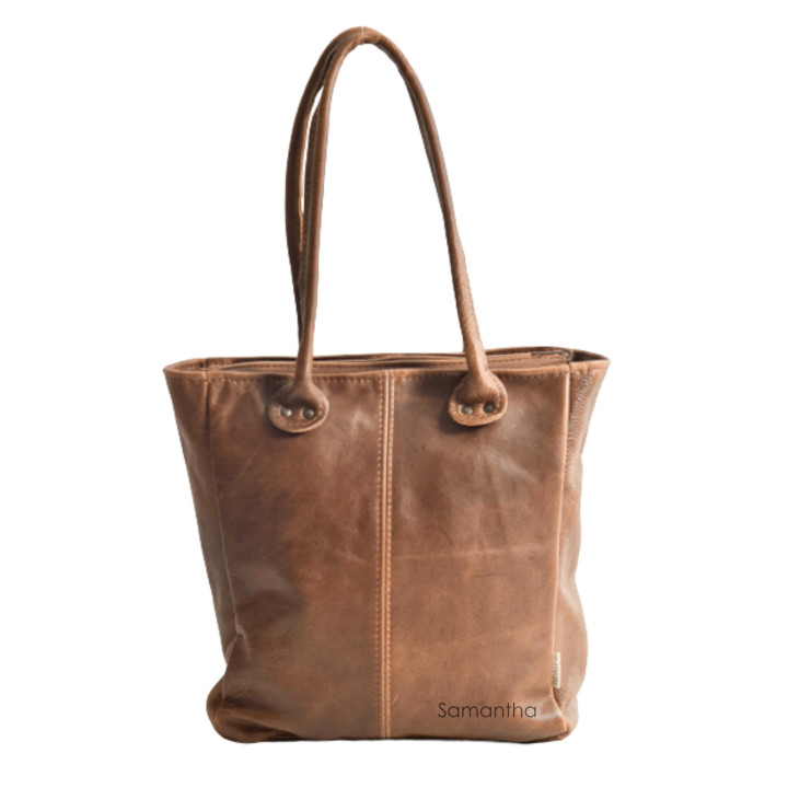 Lunah Classic Leather Tote Bag - Butterscotch - 4