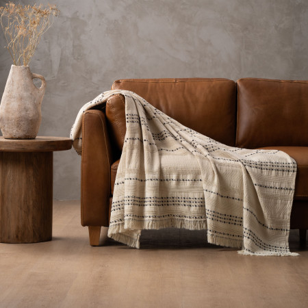 Valeria Throw - Ivory & Anthracite