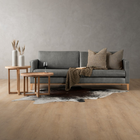 Cape Town 3 Seater Leather Couch - Pepper 9