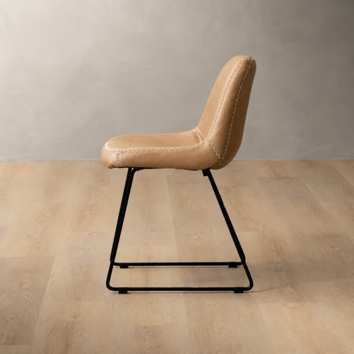 Hand-Stitched Leather Dining Chair - Desert 7
