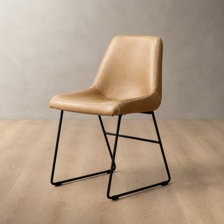 Hand-Stitched Leather Dining Chair - Desert 9