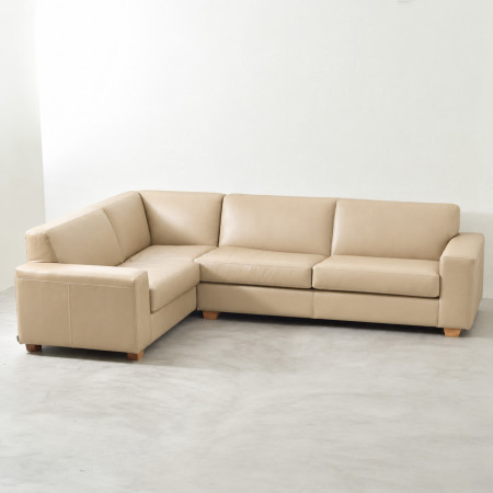 Demo - Karoo Leather Corner Couch - Left - Cream