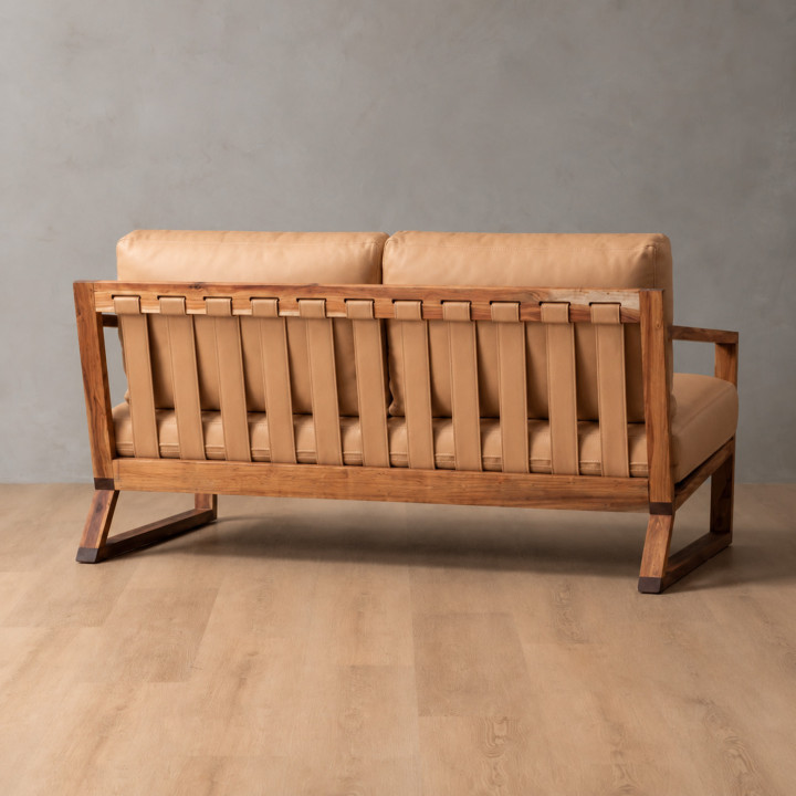 Demo - Clarens 2 Seater Leather Couch - Blackwood - Desert 2