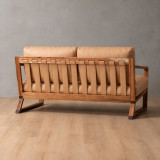 Demo - Clarens 2 Seater Leather Couch - Blackwood - Desert 2